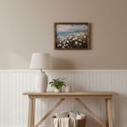 Floral Seaside Wall Art with Handmade Birch Frame