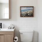 Floral Seaside Wall Art with Handmade Birch Frame